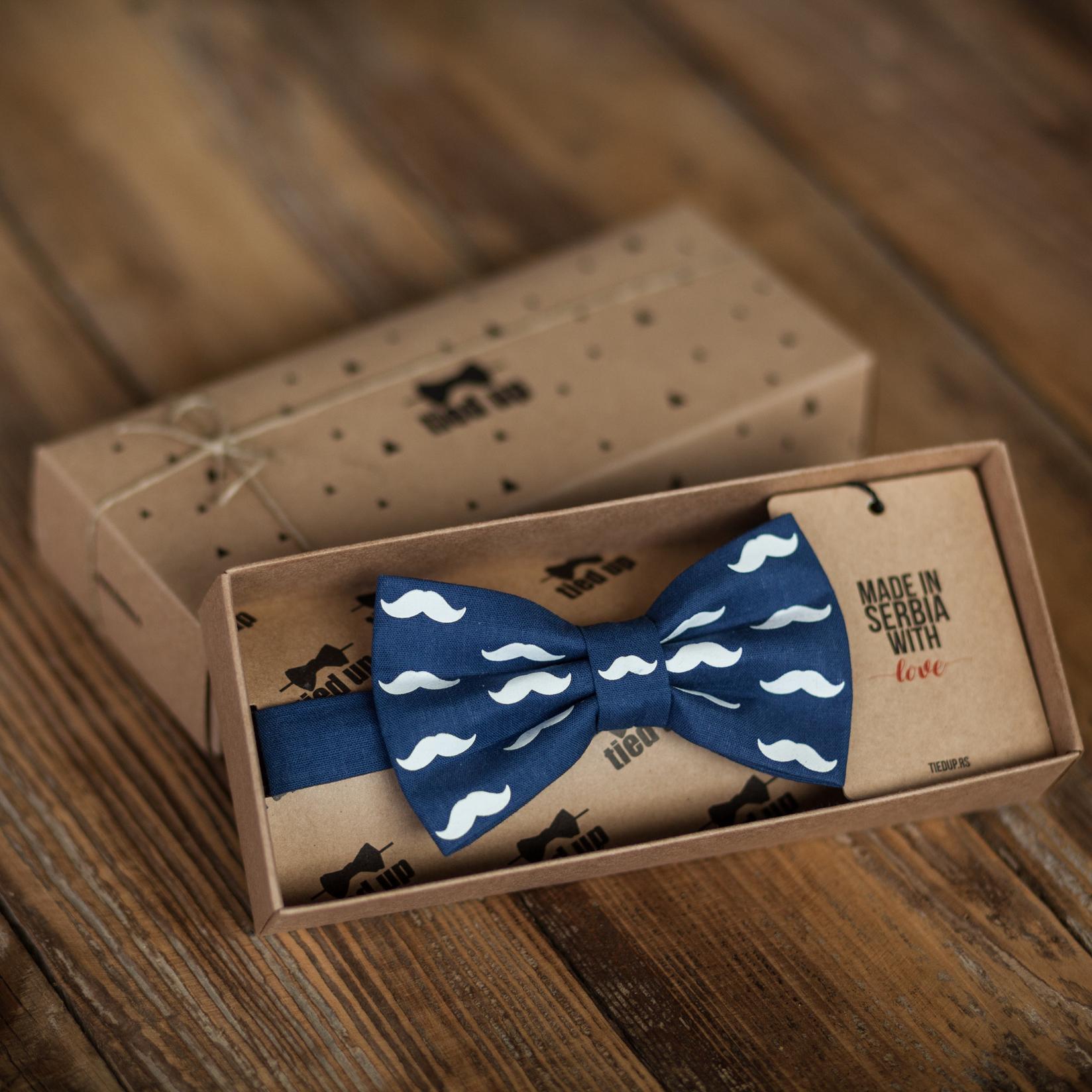 TIED UP Leptir mašna brkovi teget