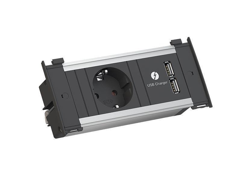 Selected image for BACHMANN Napojni modul Kapsa sa 1 šuko utičnicom i 1 USB priključkom GST18 crni