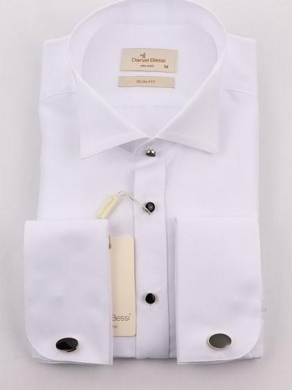 DANIEL BESSI Muška košulja sa kragnom Slim fit bela