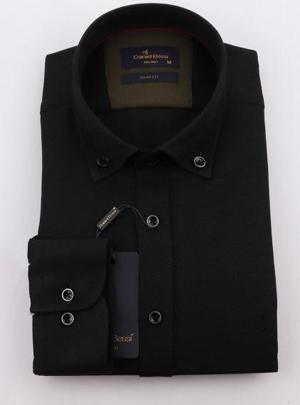 DANIEL BESSI Muška košulja dugih rukava Slim fit crna