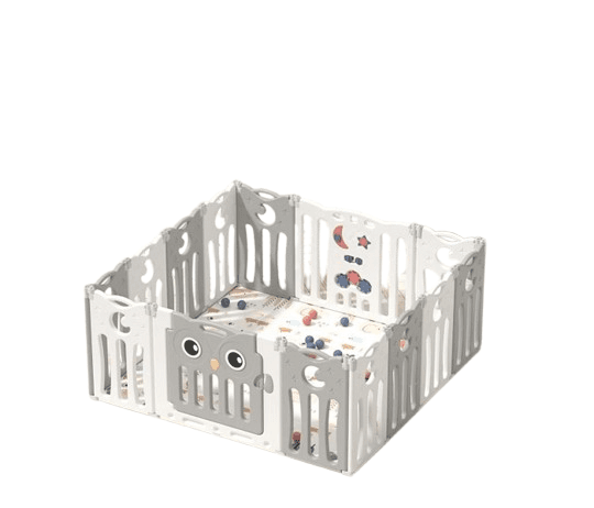 IQ Global Ogradica za bebe Sovica, Sivo-bela