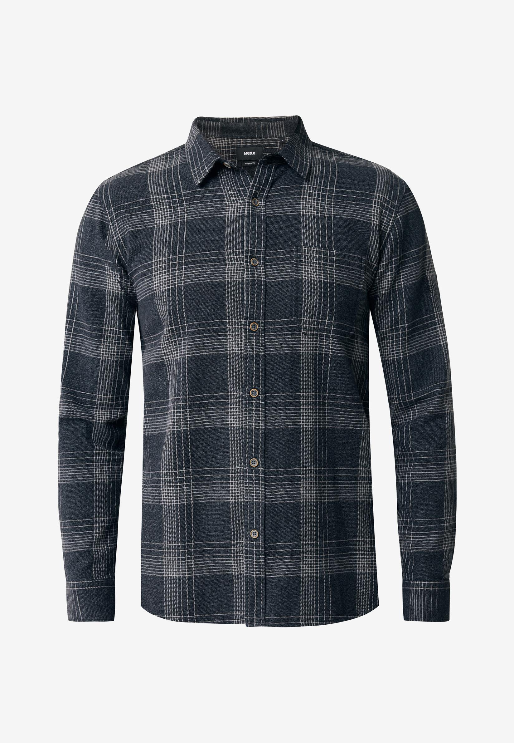 MEXX Muška košulja Long sleeve flanel check overshirt with pocket antracit