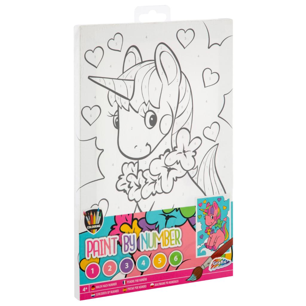 GRAFIX Jednorog Platno sa printom, 30x20cm + Vodene boje sa četkicom