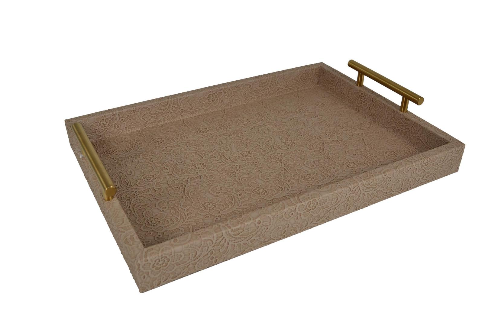 Sigma Poslužavnik HRT-23A340S, Medijapan, 42×31 cm, Bež čipka