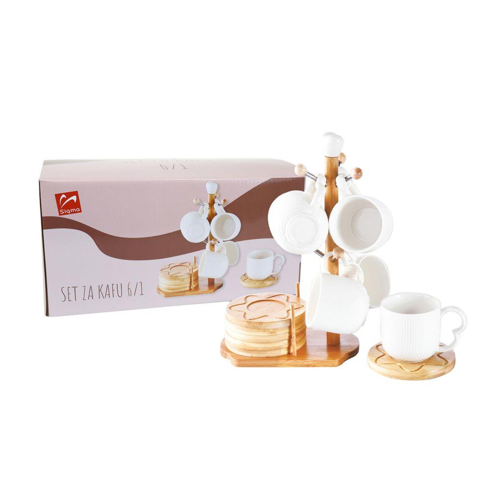 Sigma Set šoljica za kafu na stalku PJ03542, 180ml, 6 komada, Beli