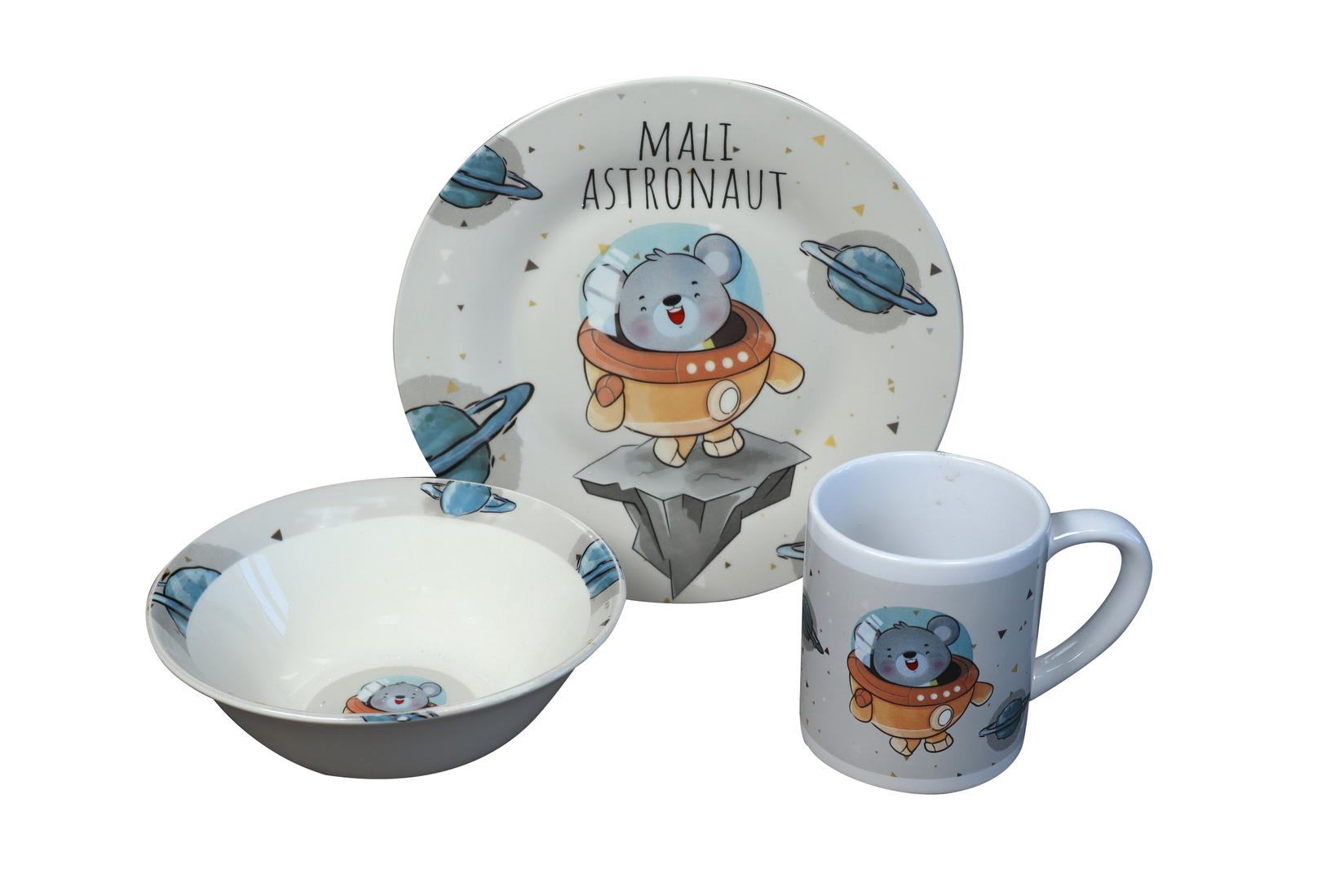 Sigma Dečiji set posuđa SH-560 Astronaut, 3 dela, Beli