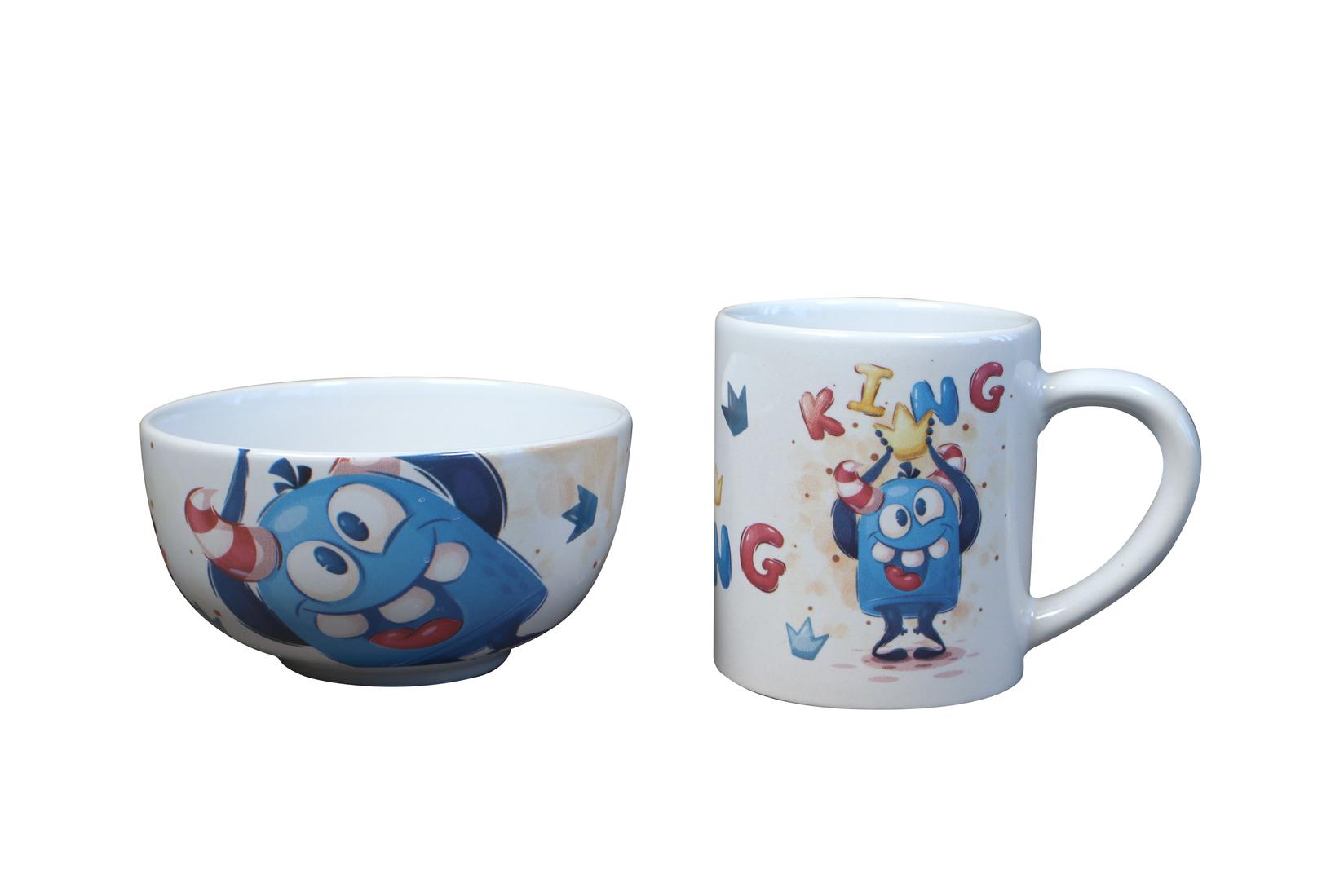 Sigma Dečiji set posuđa Šolja i činija SH-607 Monster, Beli