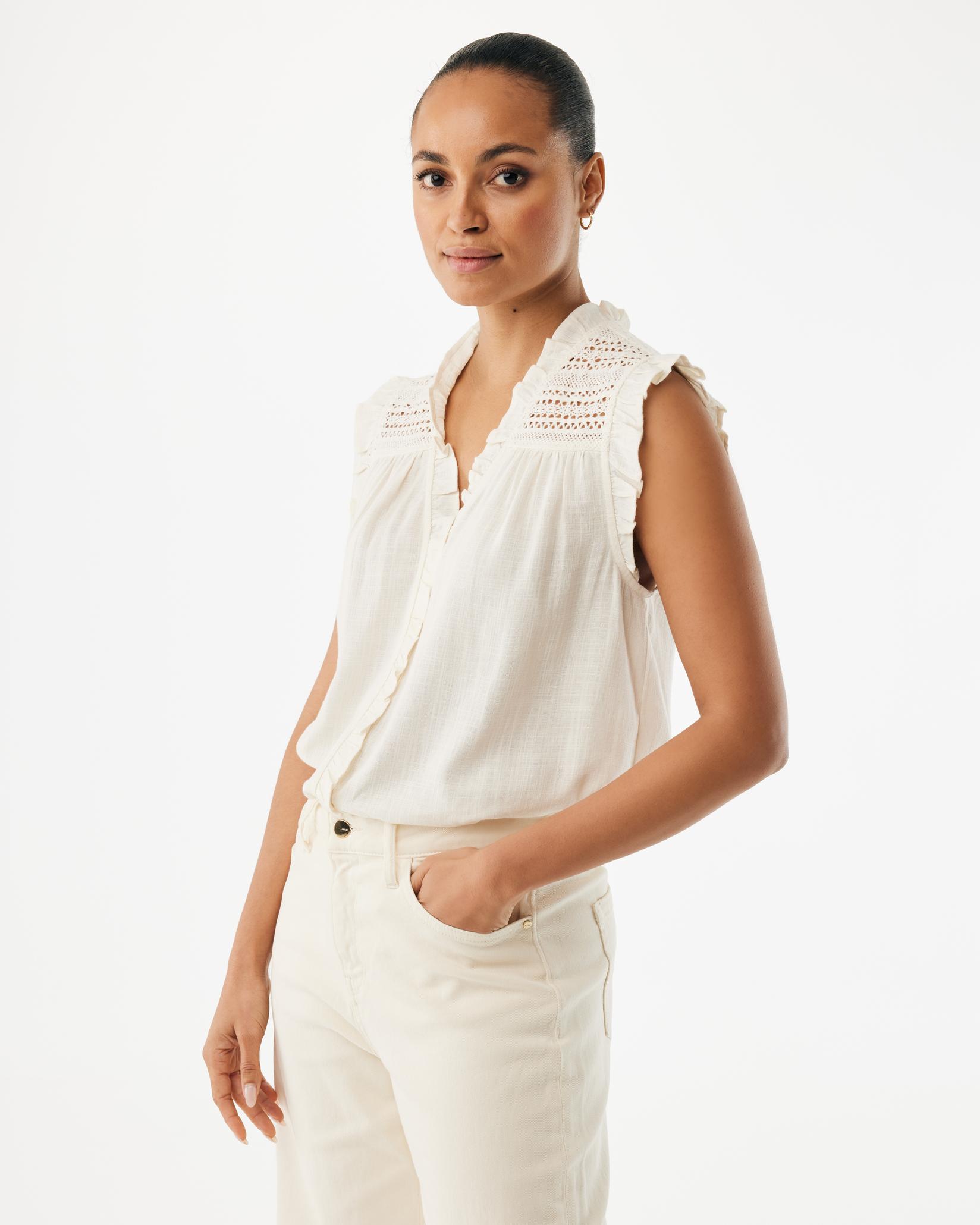 Mexx Ženska bluza MF006103161W, Kratki rukav, Prljavo bela