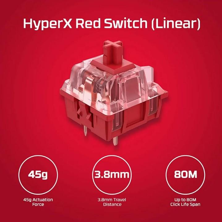 Selected image for HYPERX Gaming tastura Alloy Origins Core PBT - Red Linear