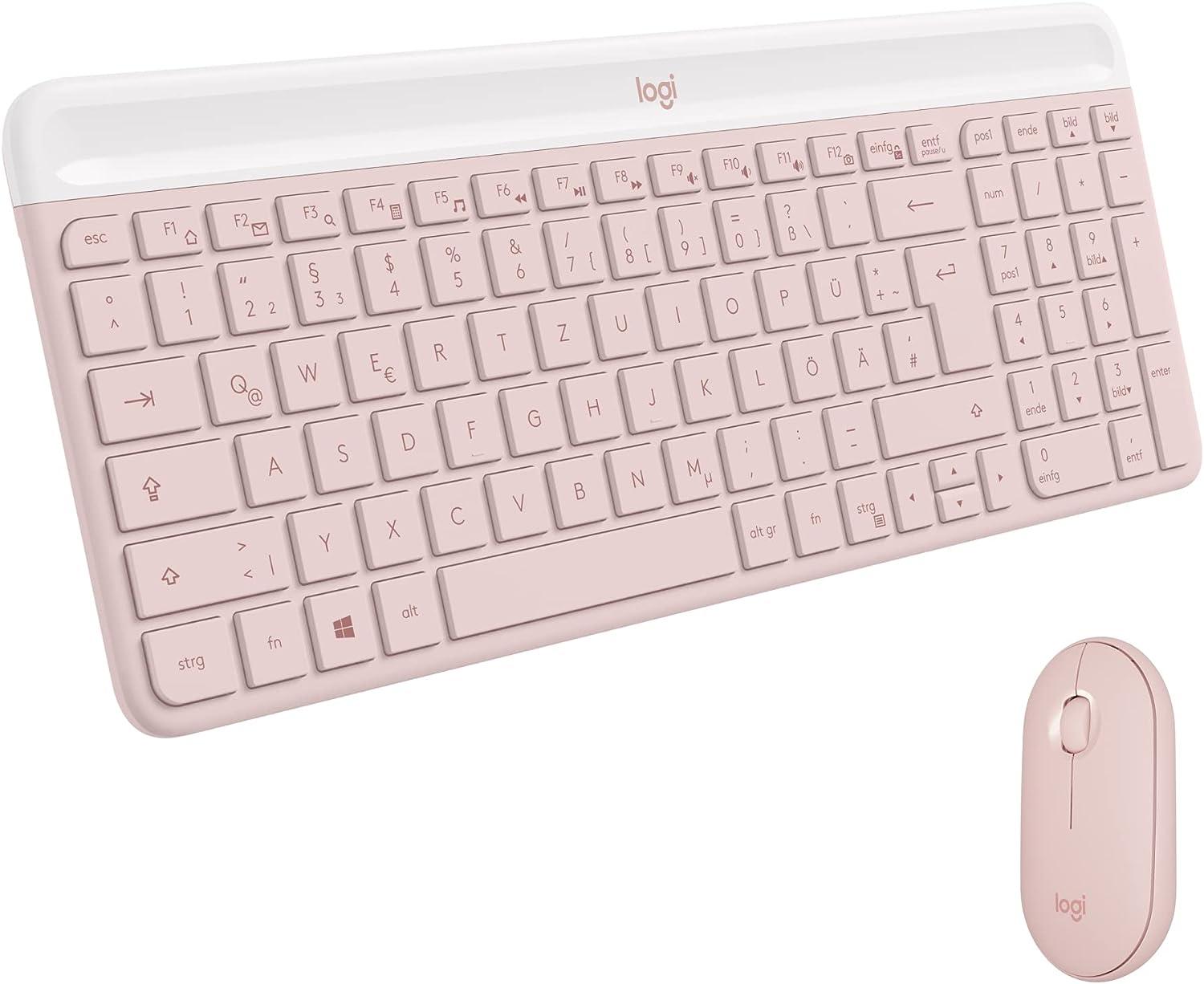 LOGITECH Bežična tastatura i miš MK470 Slim Rose - US roze