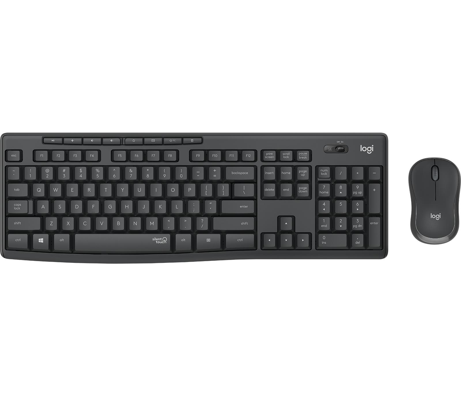 Logitech MK295 Silent Bežična tastatura i miš, Set, Crni