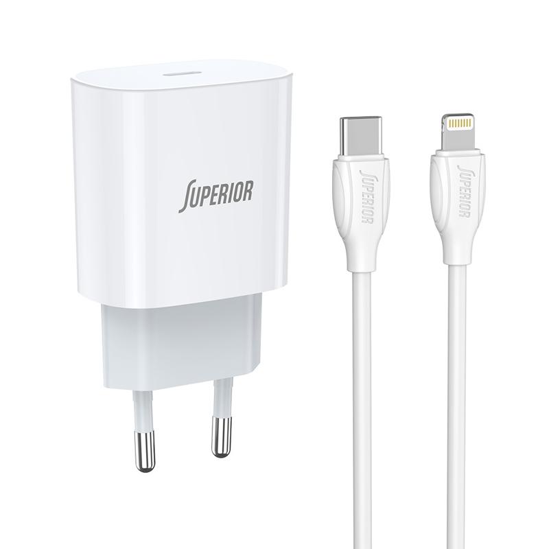 Kucni punjac za iPhone Superior CO-DC55 Fast PD 20w 3A type C na lightning beli