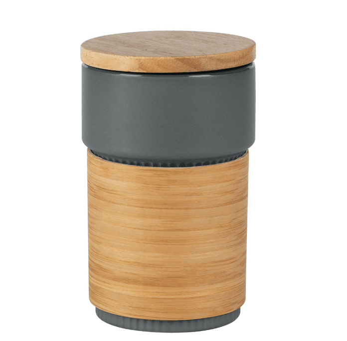 CASTELLI Lars Keramička šolja sa poklopcem i držačem od bambusa Tamnosiva 340 ml