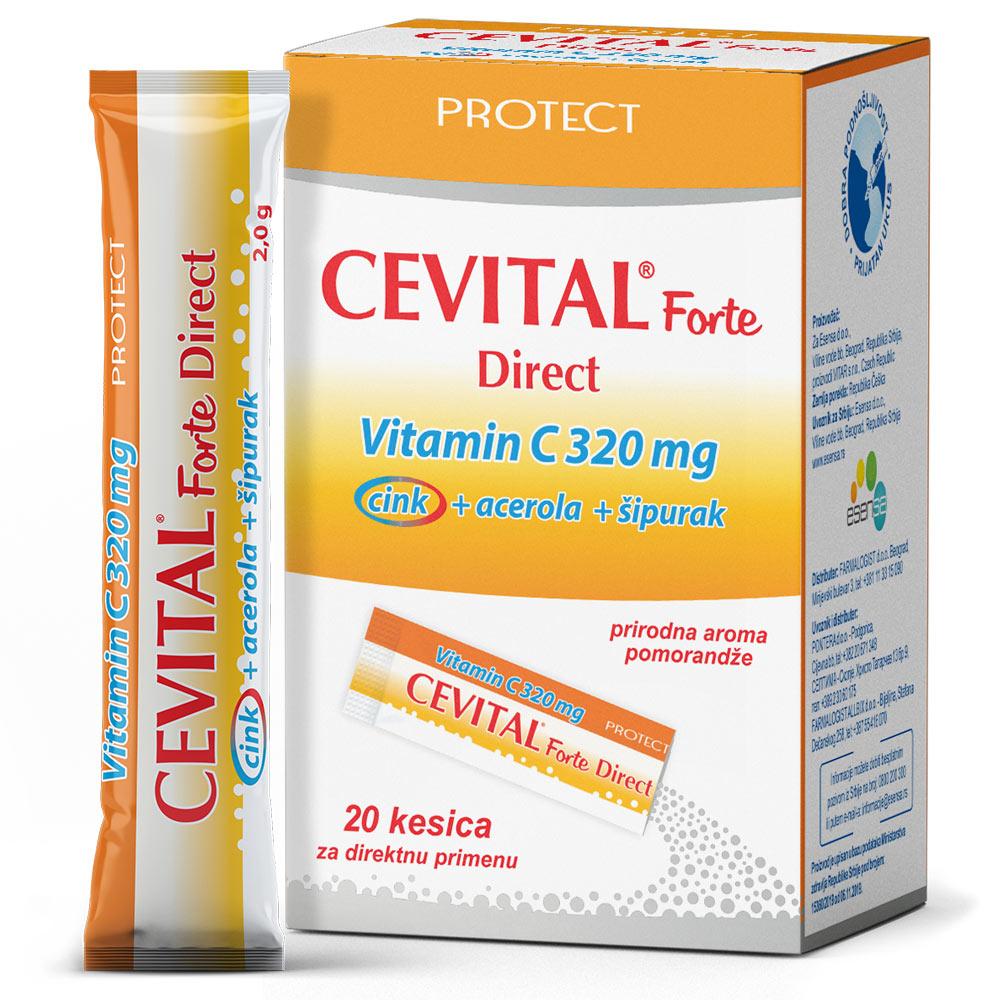 Selected image for Cevital forte direct vitamin C+Zn 320mg 20 kesica