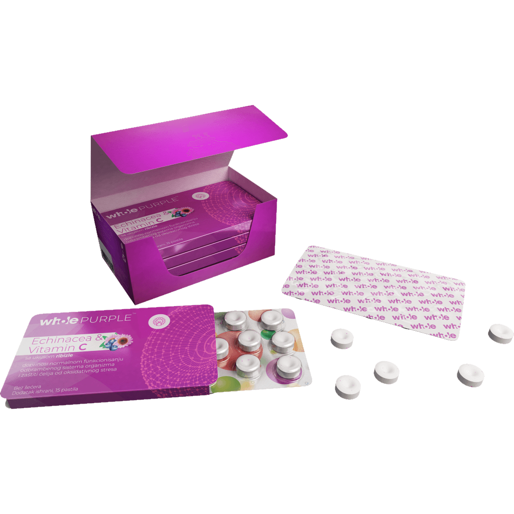 Selected image for WHOLE PURPLE Echinacea i Vitamin C sa ukusom ribizle - 90 pastila