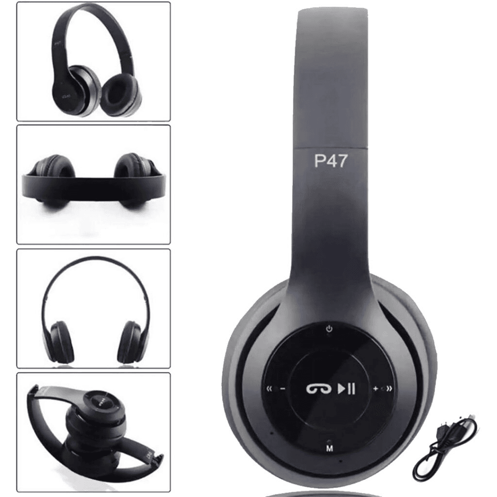 Bežične bluetooth slušalice P47, Crne
