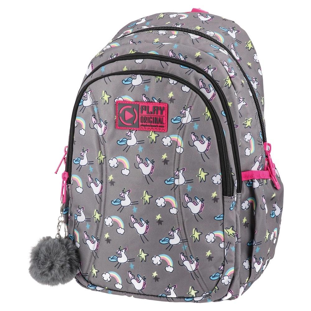 PLAY Ranac za devojčice Remax Unicorn, Sivi