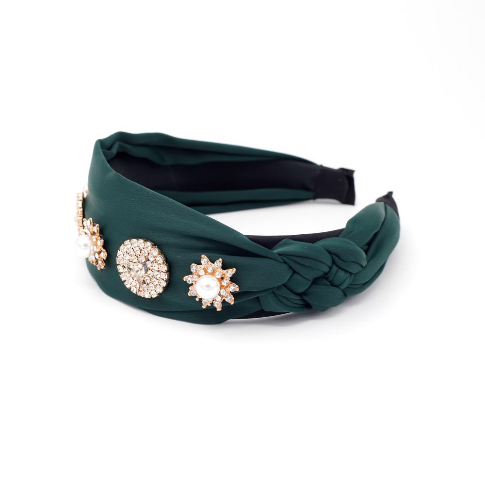 Miss Perfect Satenski rajf sa cirkonima, Tamnozeleni