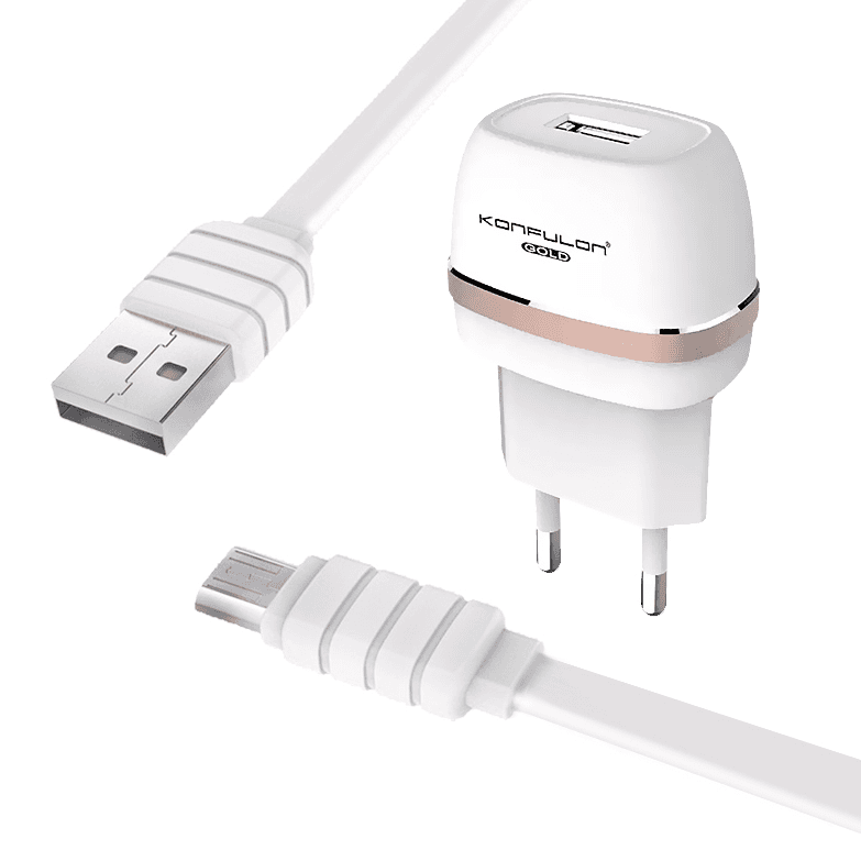 KONFULON Kućni punjač C25+S02 5V 1A sa micro USB kablom beli