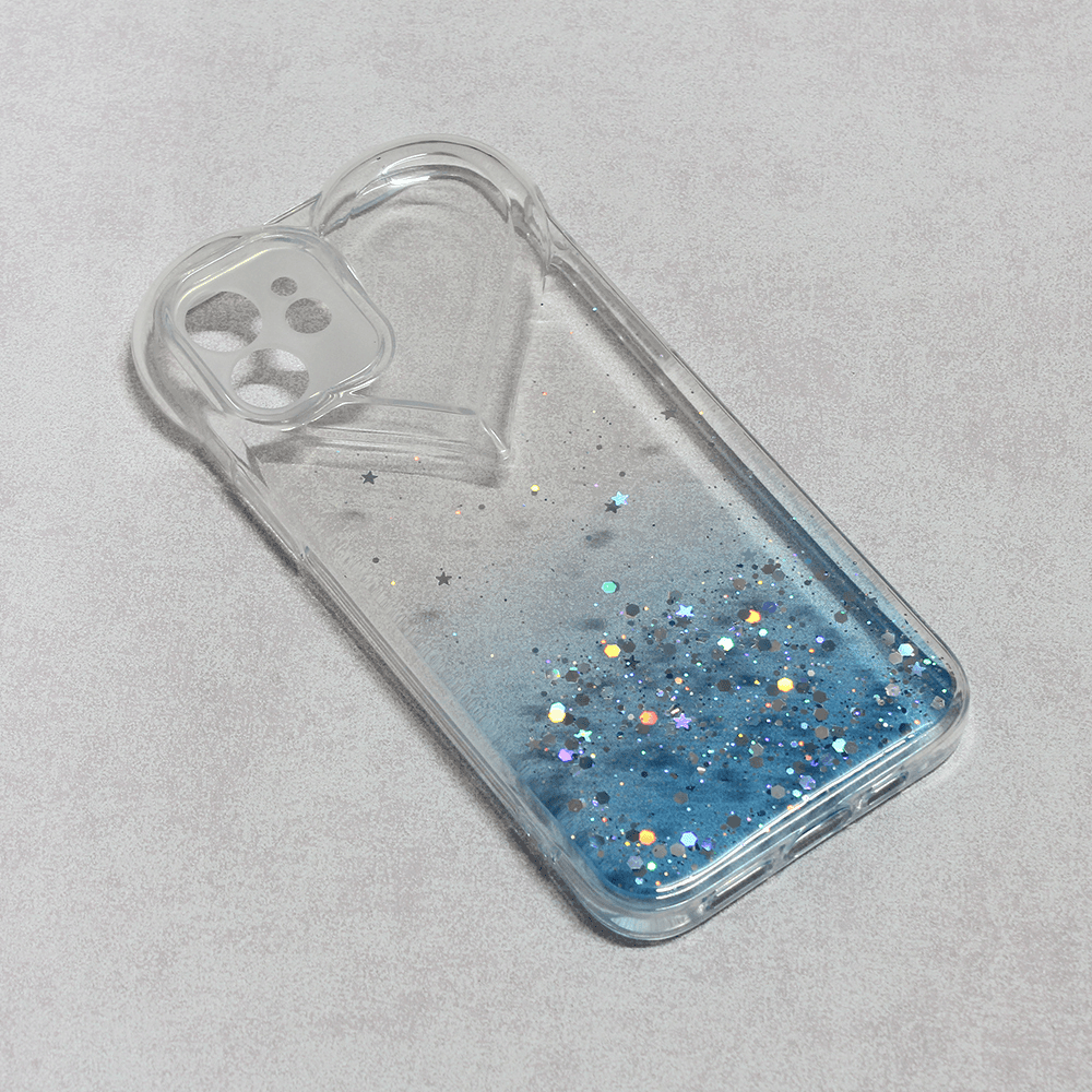 Maska za telefon Heart Glitter za iPhone 12 6.1 providno-plava