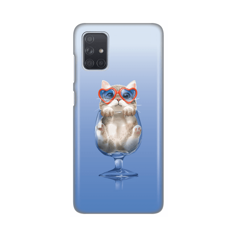 Silikonska maska za Samsung A715F Galaxy A71 Funny Cat Print plava