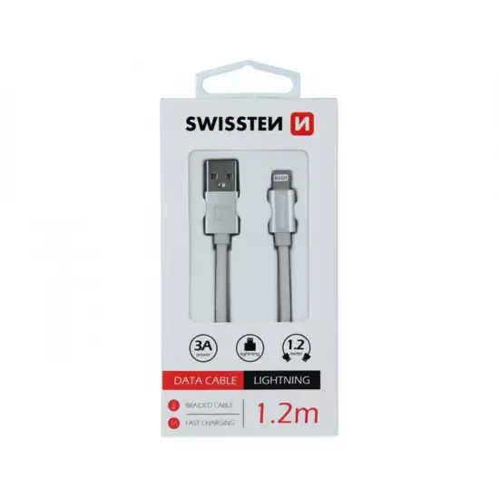 Selected image for SWISSTEN Data kabl tekstil USB na iPhone 1.2m srebrni