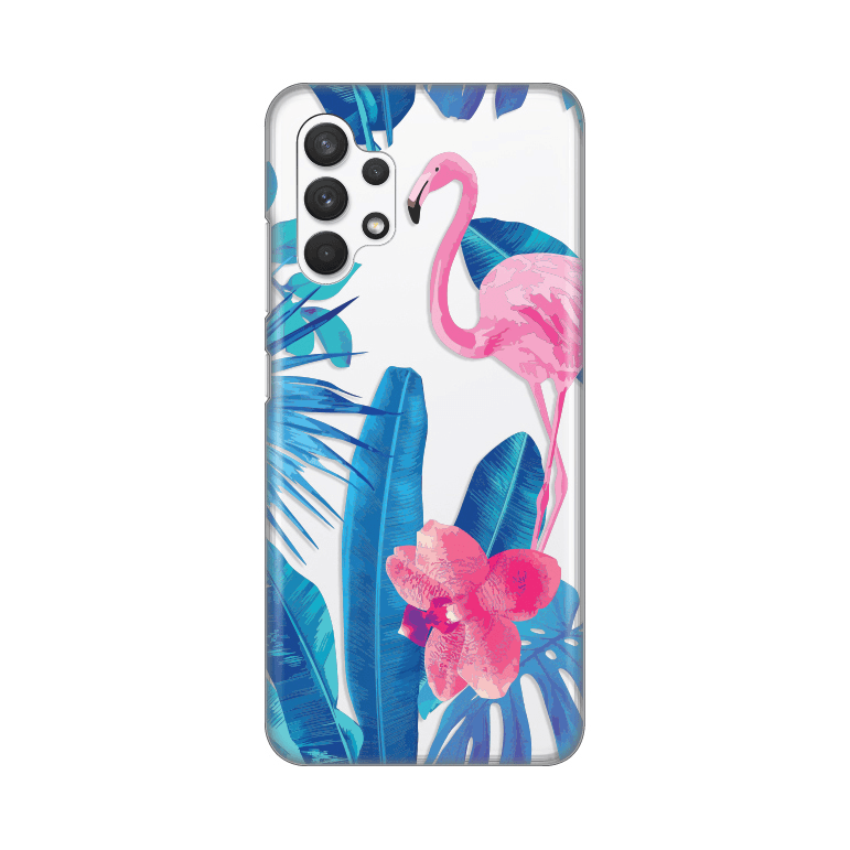 TELEMPIRE Silikonska maska za telefon Print Skin za Samsung A325F Galaxy A32 4G (EU) Summer Flamingo providna
