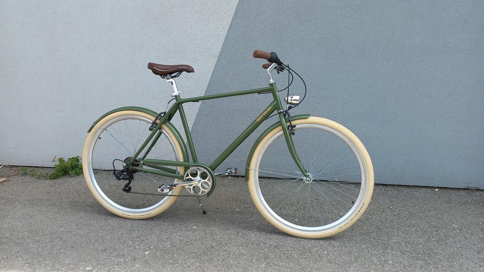 Moj bicikl Muški gradski bicikl Baron, Shimano 7 brzina, Maslinasti