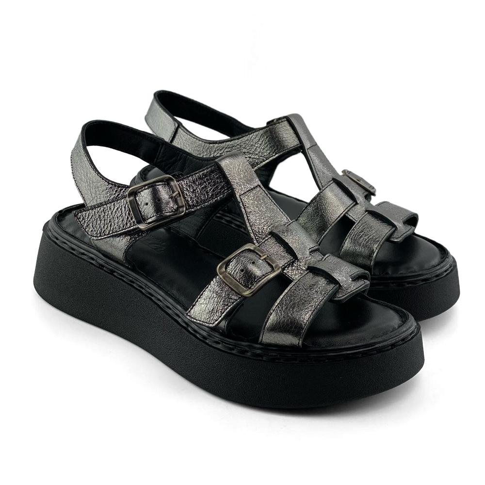 Mona Shoes Ženske sandale, Soft uložak, Kožne, Tamnosive