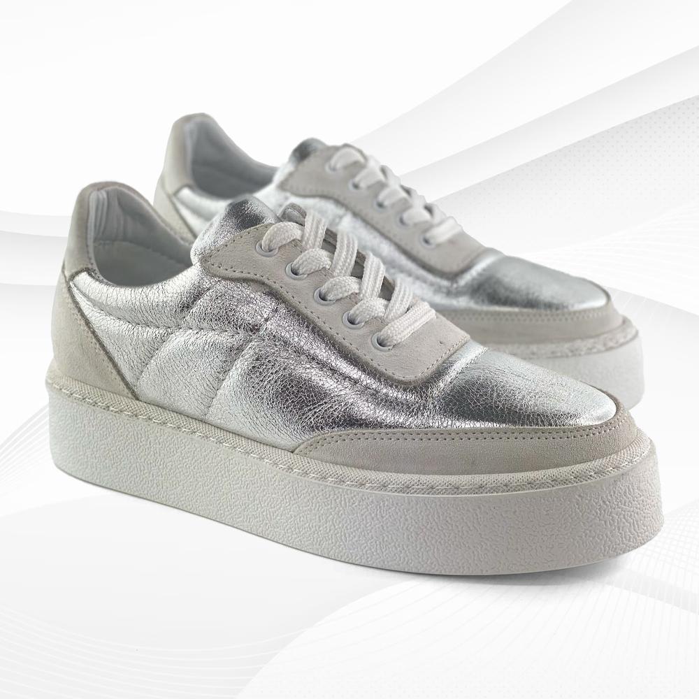 Mona Shoes Ženske patike, Kožne, Srebrne boje