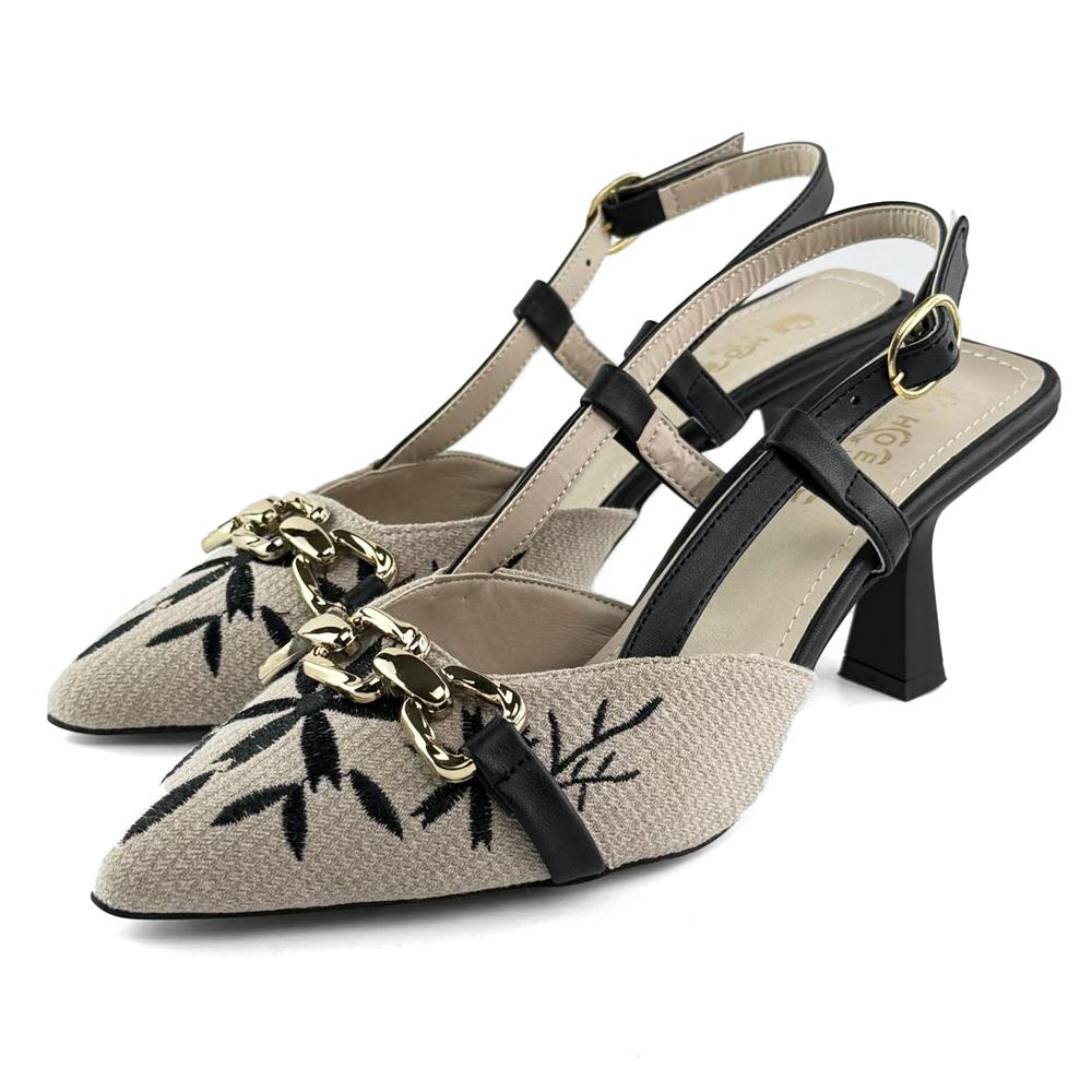 Mona shoes Ženske sandale na štiklu, Krem-crne