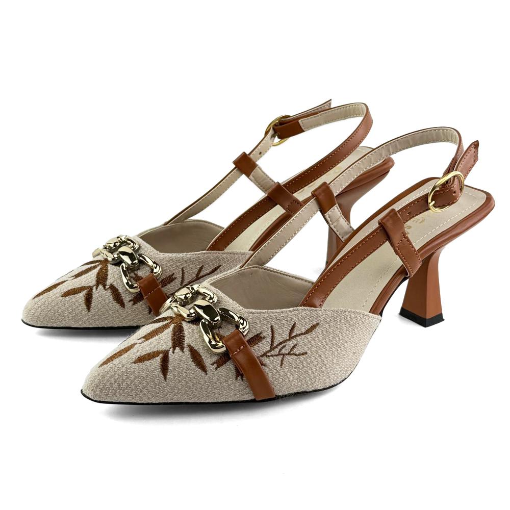 Mona shoes Ženske sandale na štiklu, Krem-braon