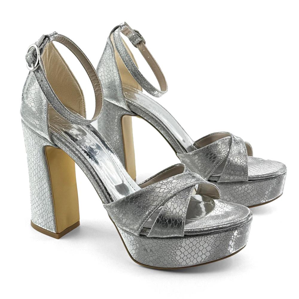 Mona shoes Ženske sandale na štiklu, Srebrne