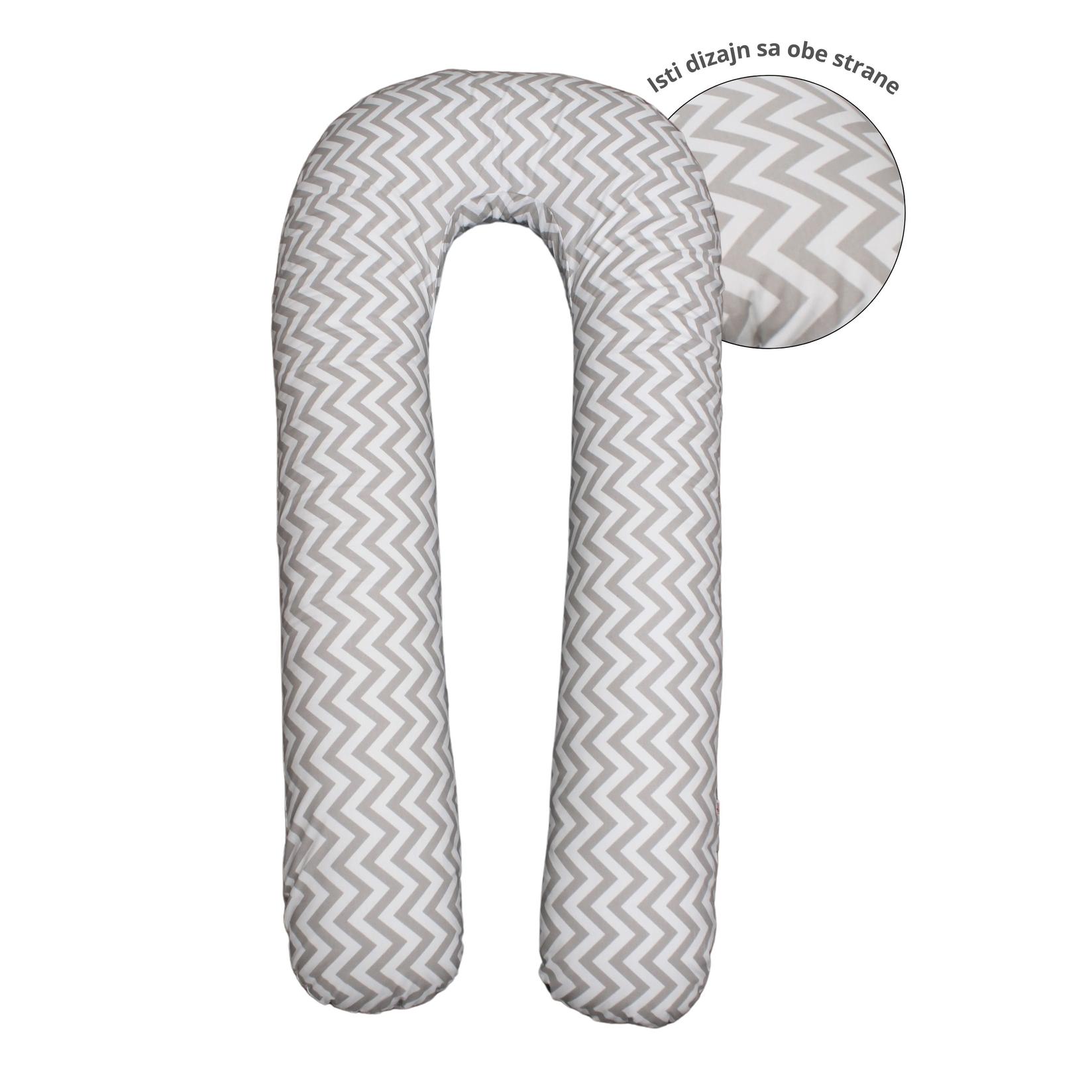 NEWFORM Jastuk za trudnice i dojenje FAMILY Zig Zag, 300cm, Belo-bež