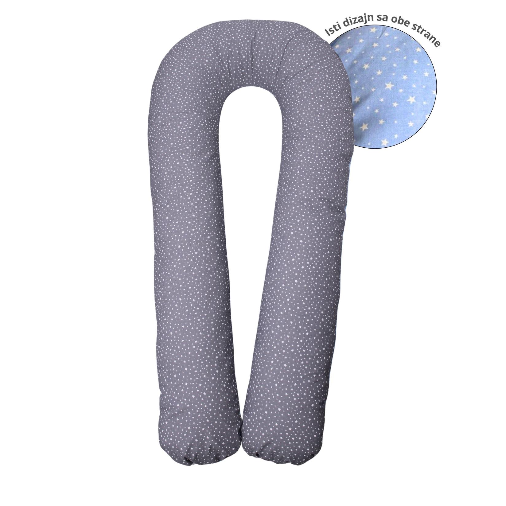 NEWFORM Jastuk za trudnice i dojenje FAMILY Zvezde, 300cm, Sivi