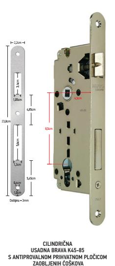 HUGO LOCKS Cilindarna usadna brava k45-85