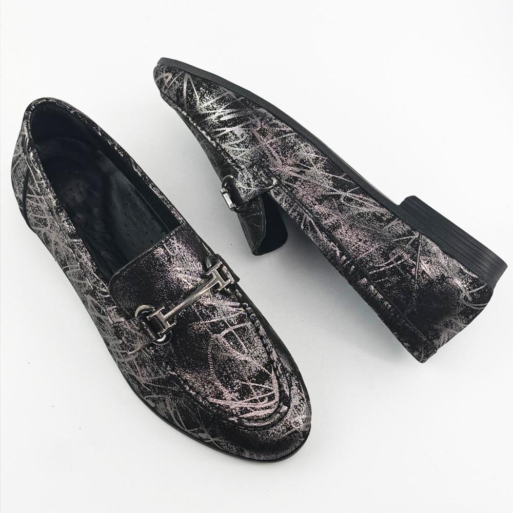 Mona obuća Ženske kožne cipele, Crno-Srebrne