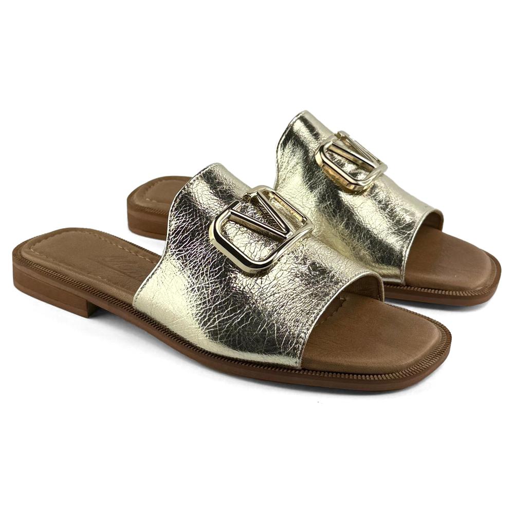 Mona Shoes Ženske papuče, Kožne, Zlatne boje