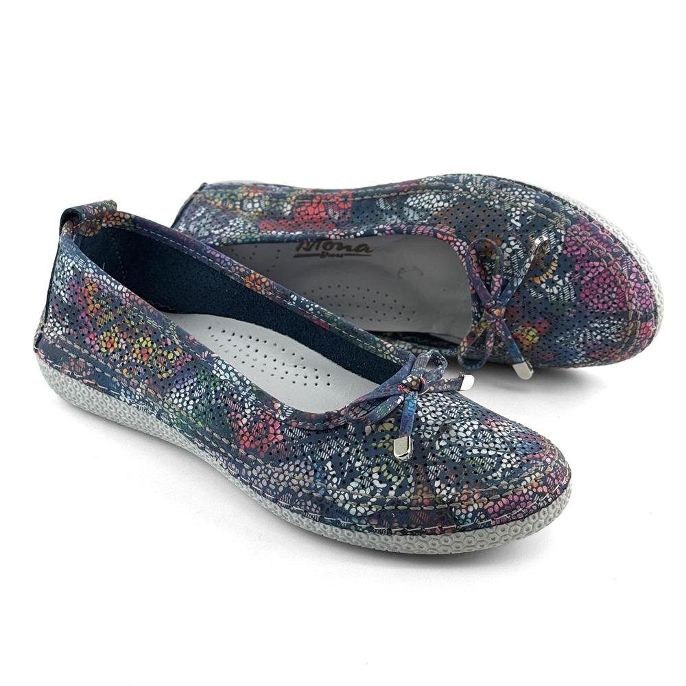 Mona Shoes Ženske baletanke, Kožne, Šarene