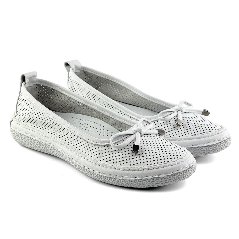 Mona Shoes Ženske baletanke, Kožne, Bele