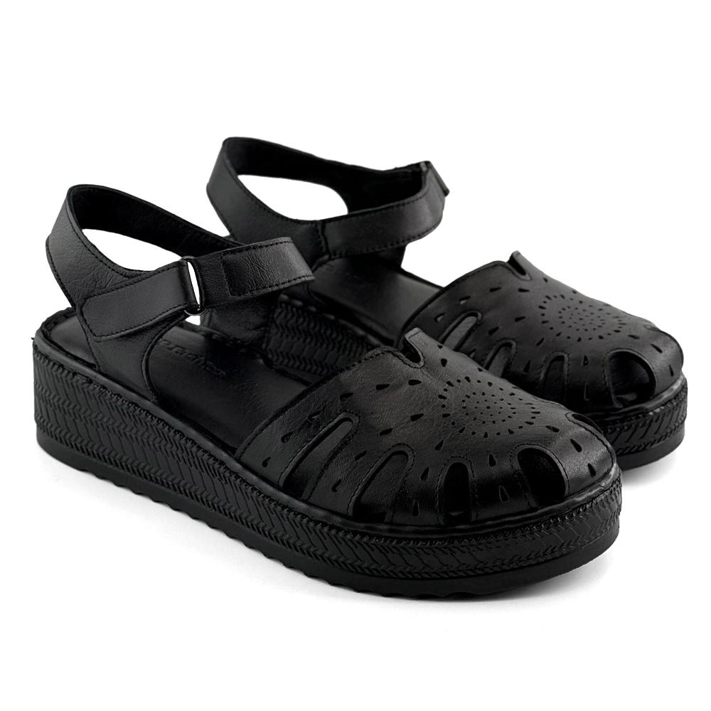 LP Fashion Ženske kožne sandale, Crne