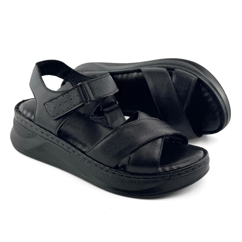 LP Fashion Ženske kožne sandale, Crne