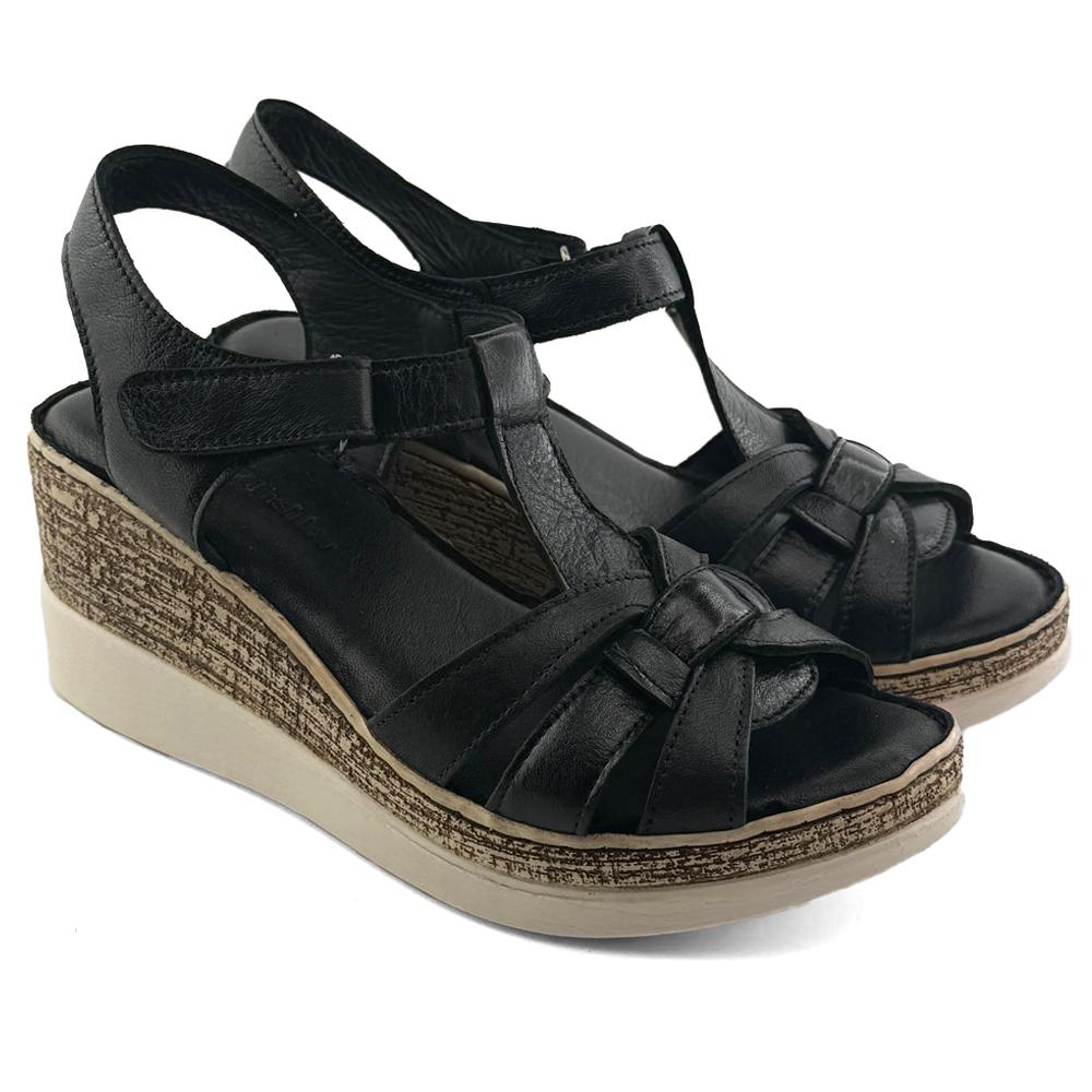 LP Fashion Ženske kožne sandale, Crne