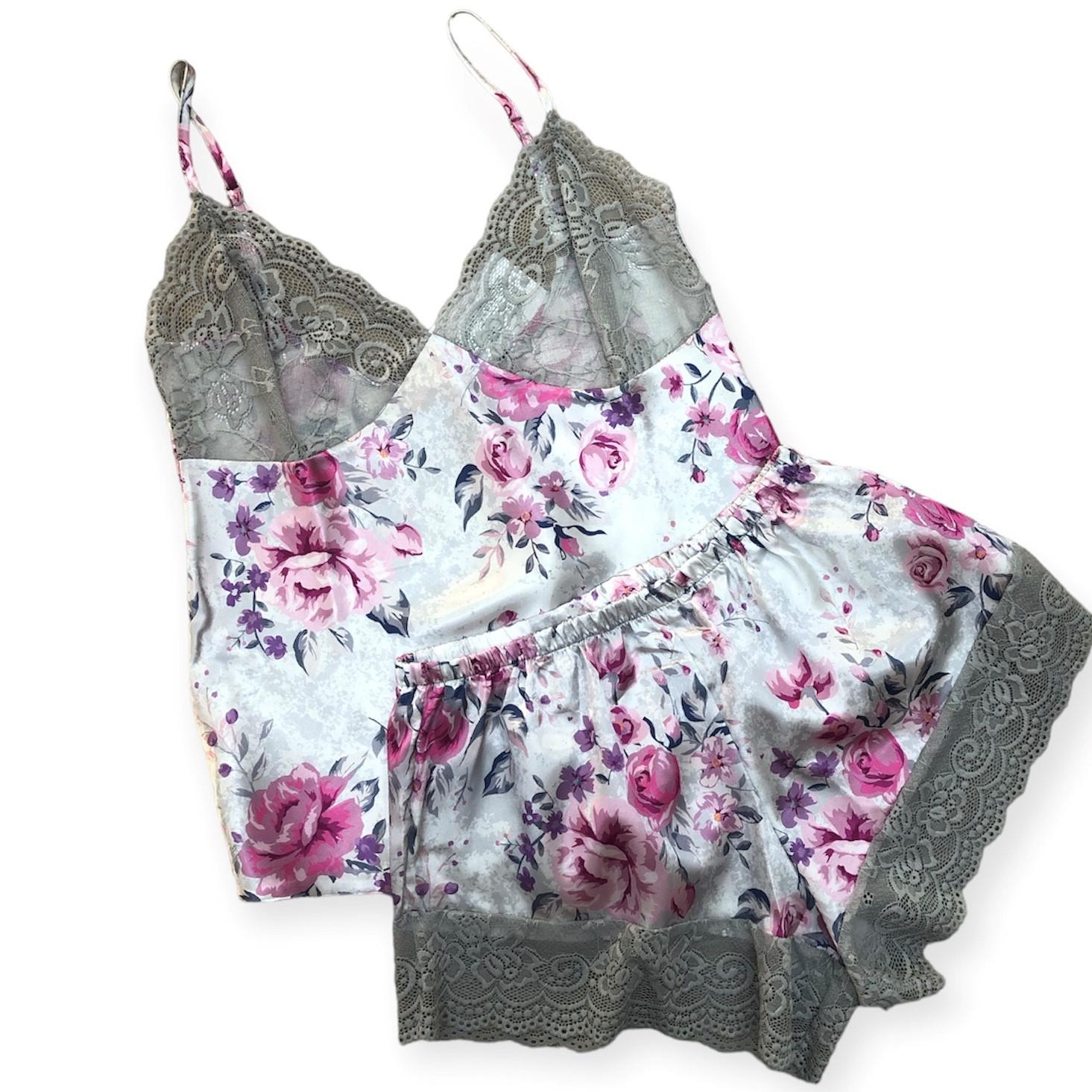 RUBINA SECRET Ženski cvetni svileni bebidol sivi