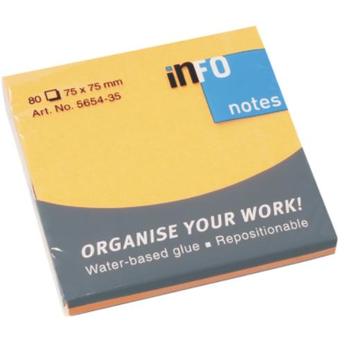 Blocka za beleške Global Notes, 75*75, 80 listova, 5654-35, intenzivno narandžasta