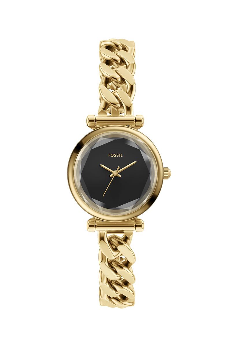 Fossil Ženski kvarcni sat Carlie, Crno-zlatne boje