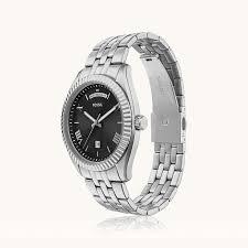 Fossil Muški sat Campbell, Crno-srebrne boje