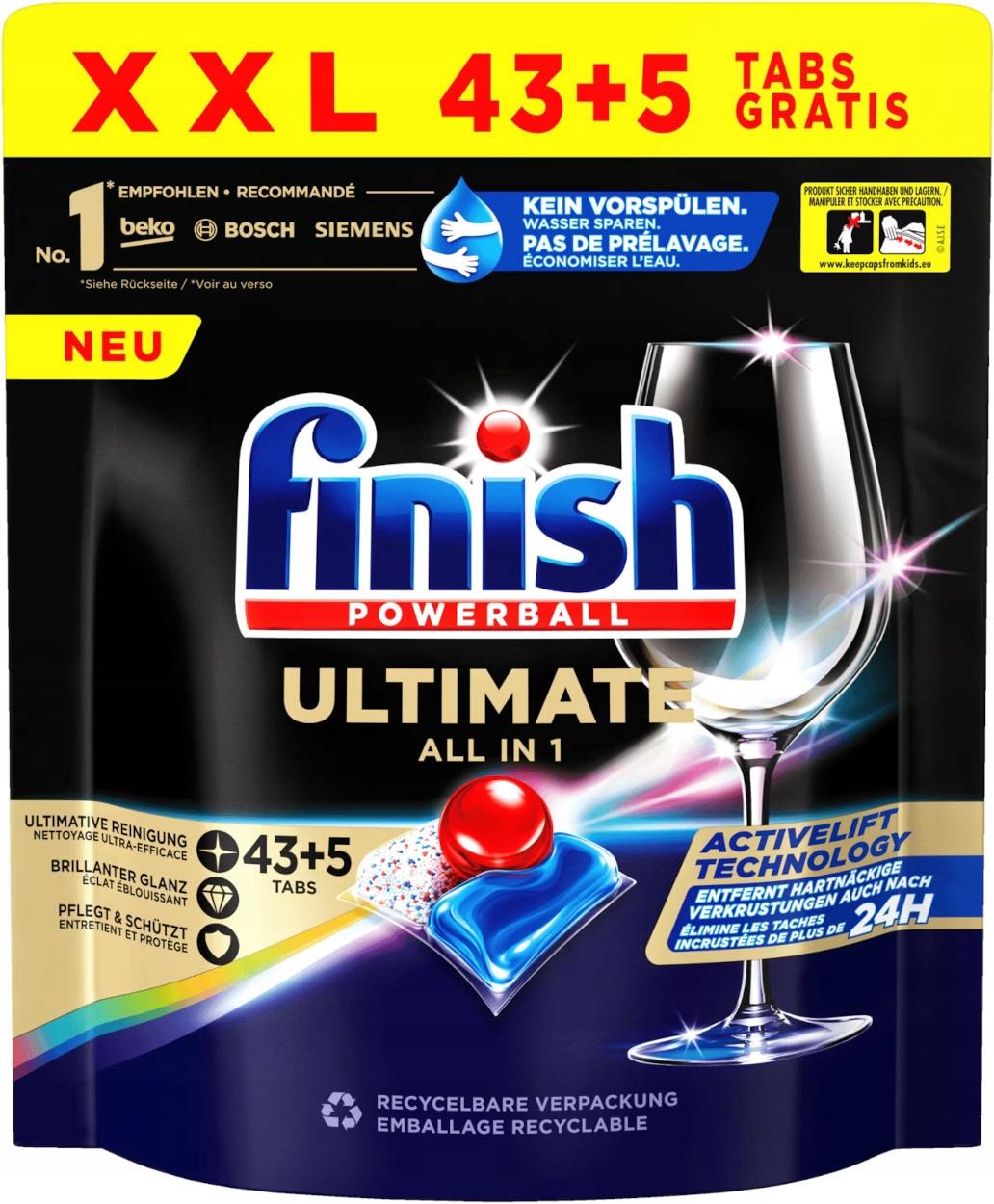 Selected image for Finish Ultimate Powerball All in 1 Tablete za mašinsko pranje posuđa, 48 komada