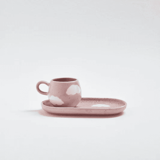 EGG BACK HOME Šolja za kafu sa tacnom Cloud 90ml roze