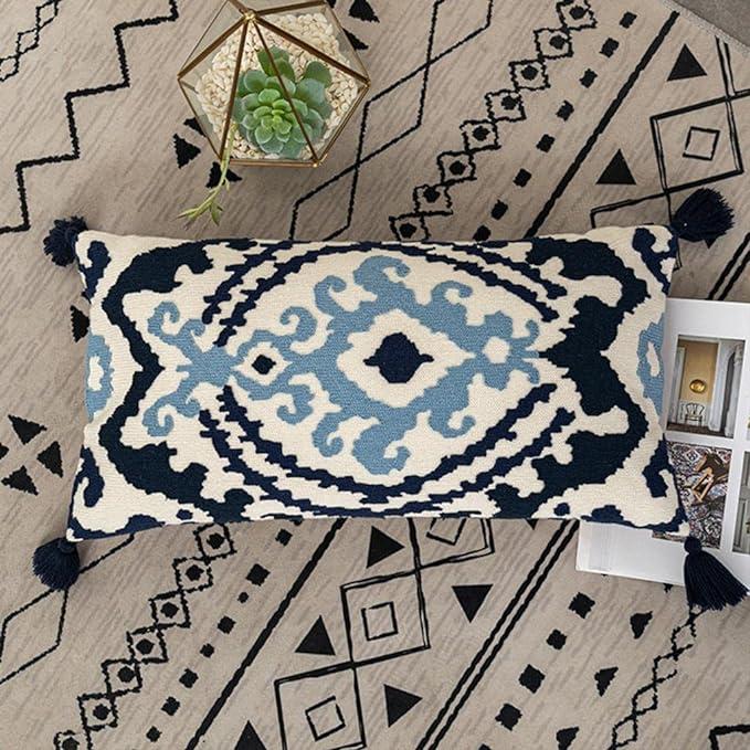 Amor - Decor Dekorativna jastučnica, 30 x 60 cm, Plavo - bela